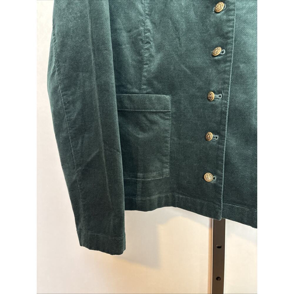 NEW J. Jill Green Blazer Jacket Womens Medium Tall Bronze Buttons Pockets Cotton - Picture 2 of 10